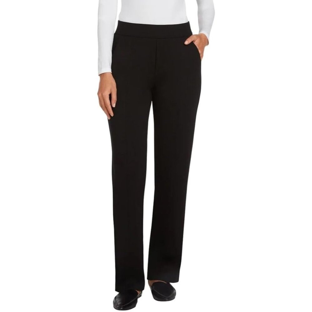 Matty M Small Comfort Office Dress Pants Elastic Waist Pull-on 30" inseam Black